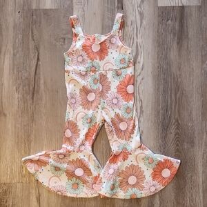 Charming Floral Kids Jumpsuit with Bell-Bottoms